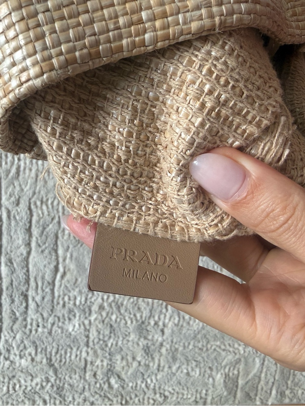 Prada Beige Woven Tote with Logo - Picture 6 of 7